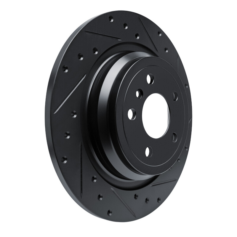 Mercedes-Benz GLE350 Brake Rotor (1) - Rear Right - R1 Concepts - Drilled & Slotted - Black - `12-`18